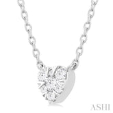 1/10 Ctw Lovebright Petite Heart Shape Round Cut Diamond Fashion Pendant With Chain in 10K White Gold